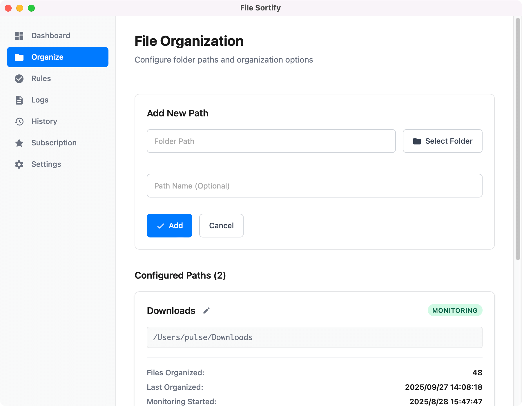 Choose Your Folder Interface